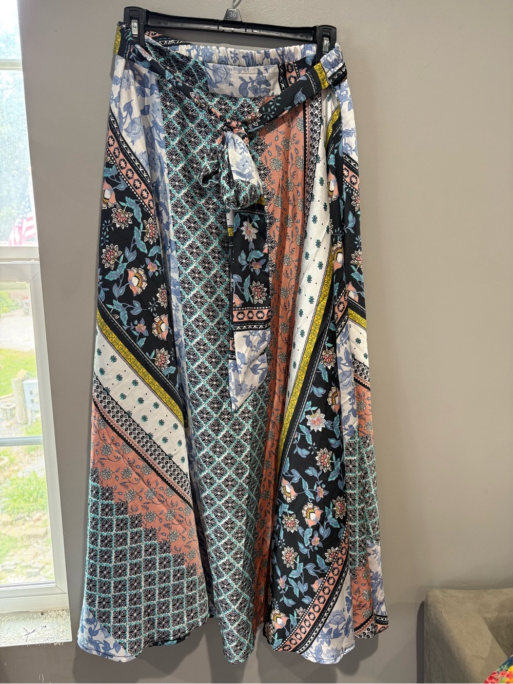 Flint & Moss NY Patchwork Boho Maxi Skirt Women’s L NWT Floral Geometric
